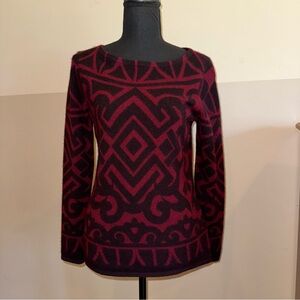 Cashmere Charter Club Luxury Sweater in Black and Burgundy Small